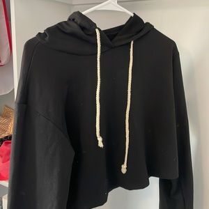 black cropped hoodie